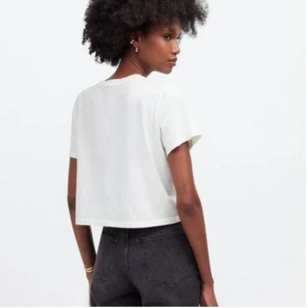 Madewell Softfade Cotton Boxy-Crop Tee NG580 Size XS White NWT - Picture 4 of 10